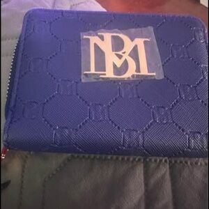 Badgley Mischka Zip Around Wallet in Electric Blue. Made from vegan leather.